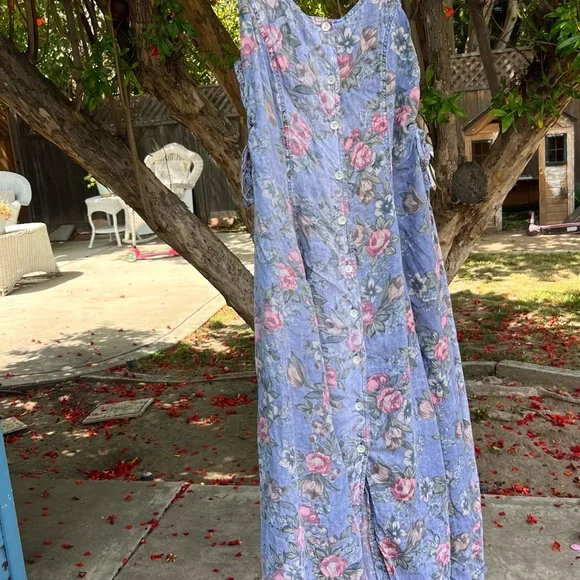 Vintage 90s Floral Maxi Dress 8 / M Corset - Picture 3 of 6